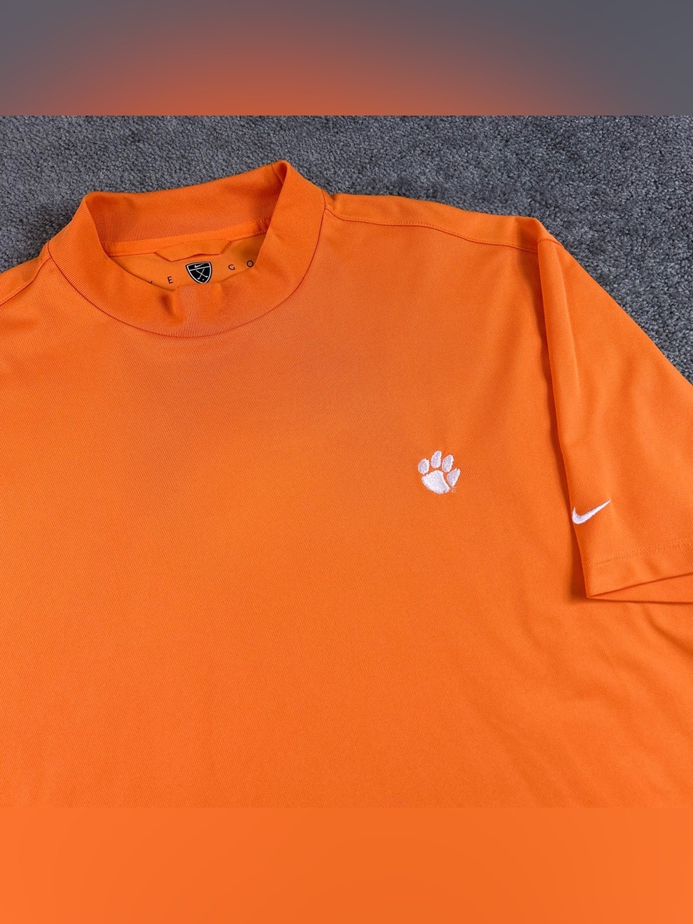 Clemson Nike Golf Shirt Mens L Mock Neck Performance Training Blade Collar Tiger